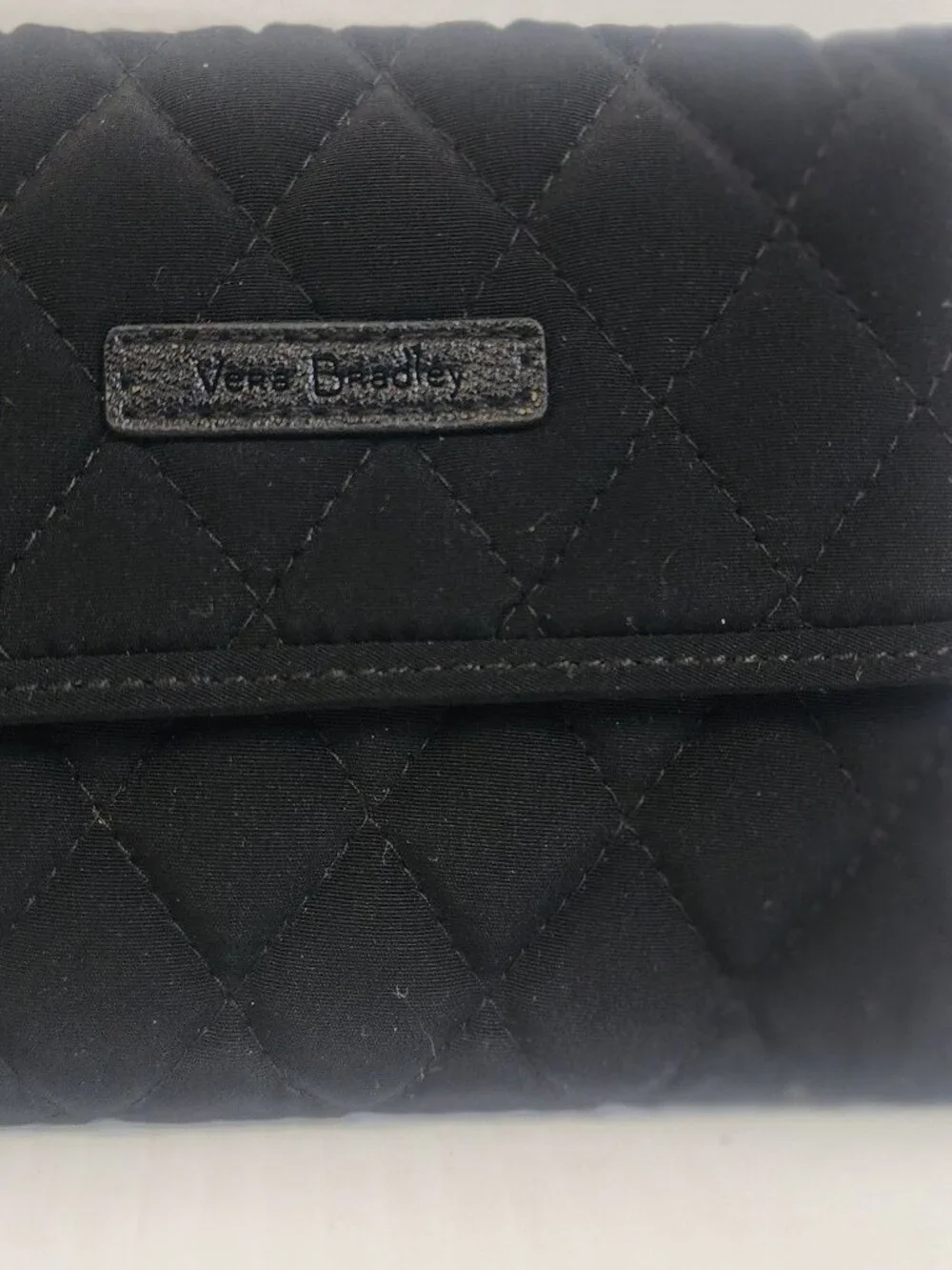 Black Quilted Vera Bradley Trifold Wallet - Picture 2 of 9